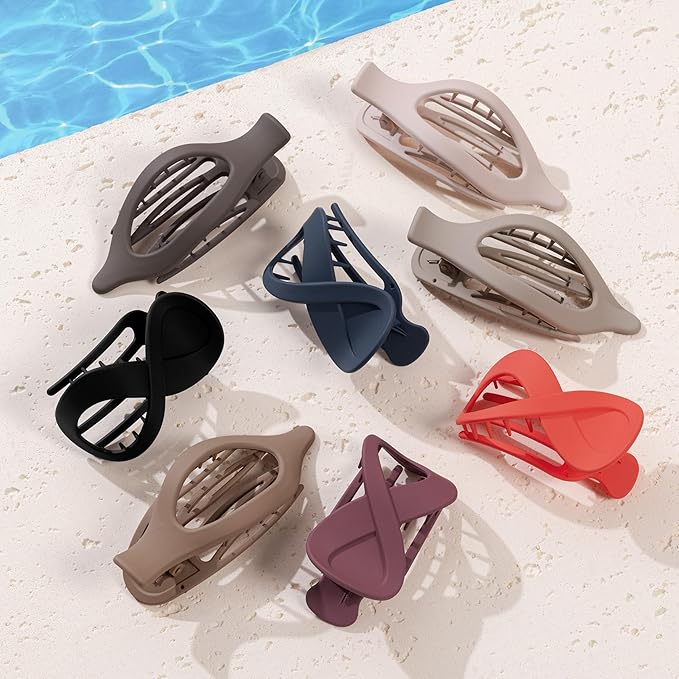 8 Pcs French Flat Hair Clips for Women Matte Claw Clips for Thick & Thin Hair No-Slip Hair Claw Strong Hold Styling Barrettes Accessories