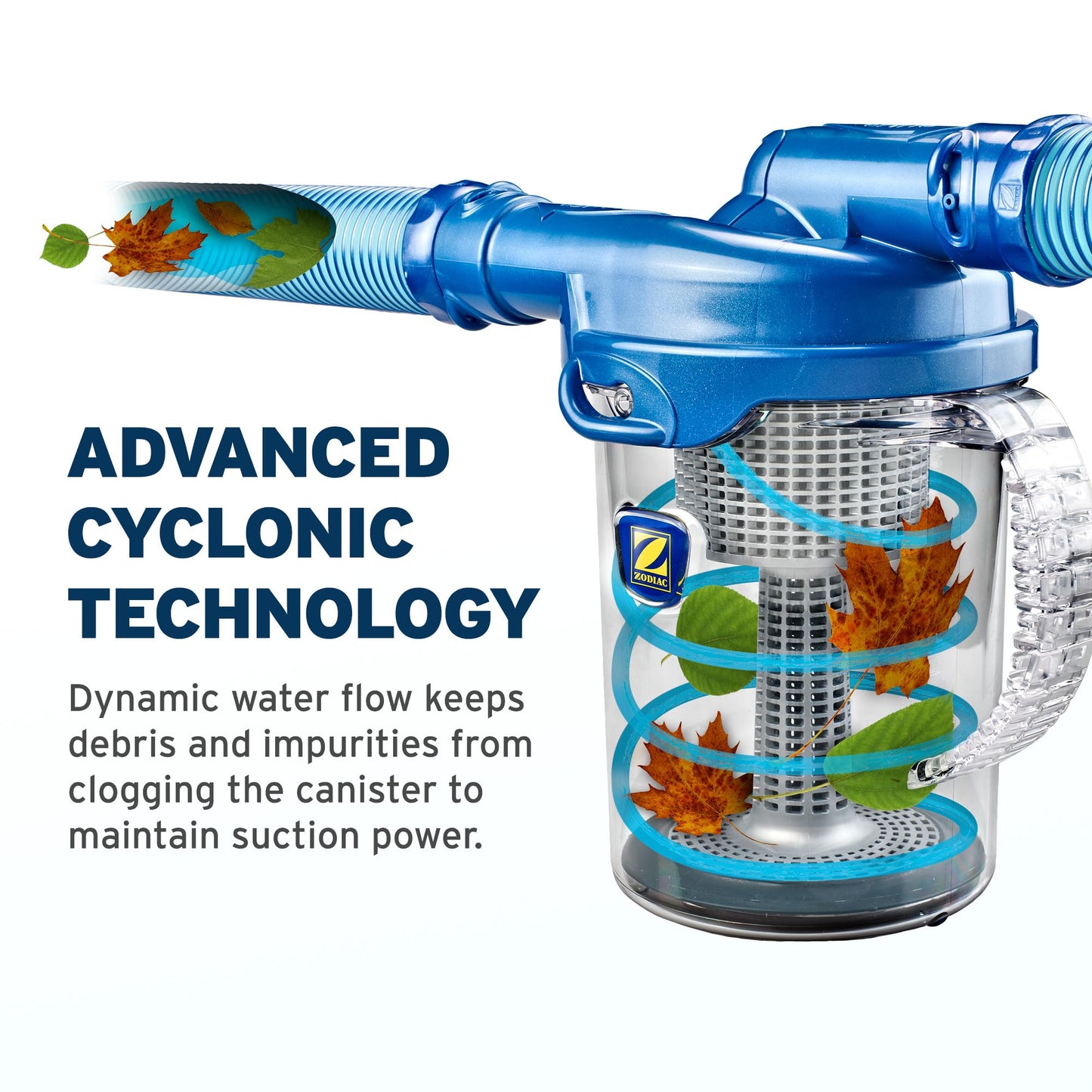 Zodiac Genuine Parts Cyclonic Leaf Catcher, Connects to Suction-Side Pool Cleaners to Capture Leaves & Other Debris, Universal Hose Connection Included
