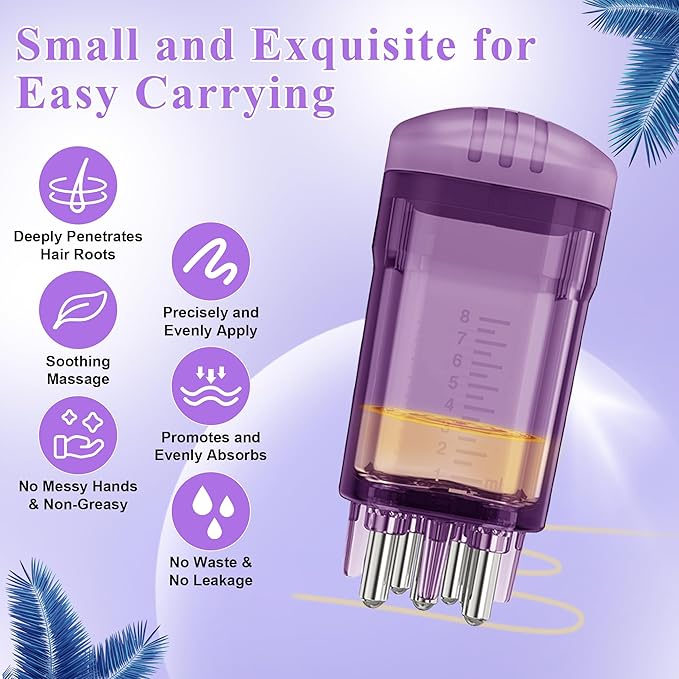 2 PCS Minoxidil Applicators with Cleaning Brush and Dropper, Anglecai Scalp Applicator Comb for Hair Oil Applicator Brush, Minoxidil Brushes for Scalp Applicator Comb for Hair Growth (Black+Purple)