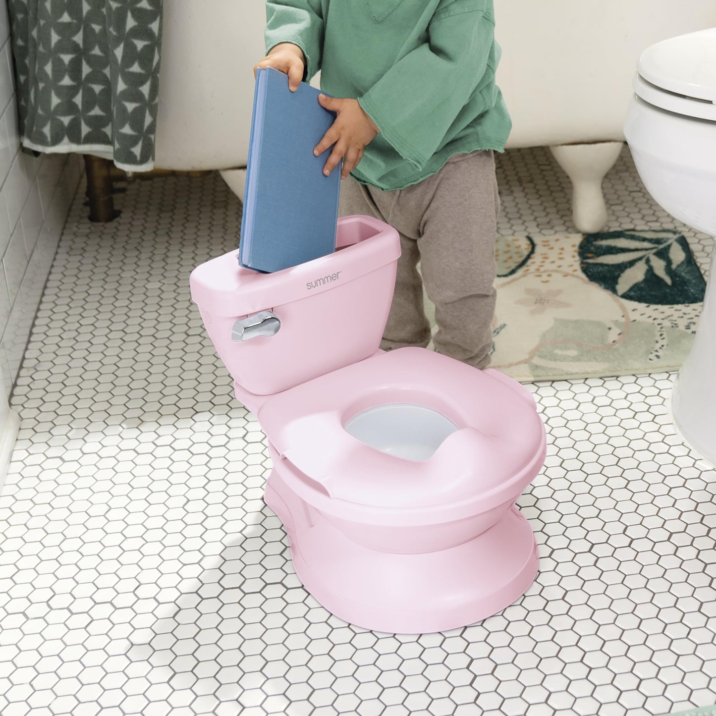 Ingenuity My Size Potty Pro in Pink, Infant Potty Training Toilet, Lifelike Flushing Sound, for Ages 18 Months, Up to 50 Pounds