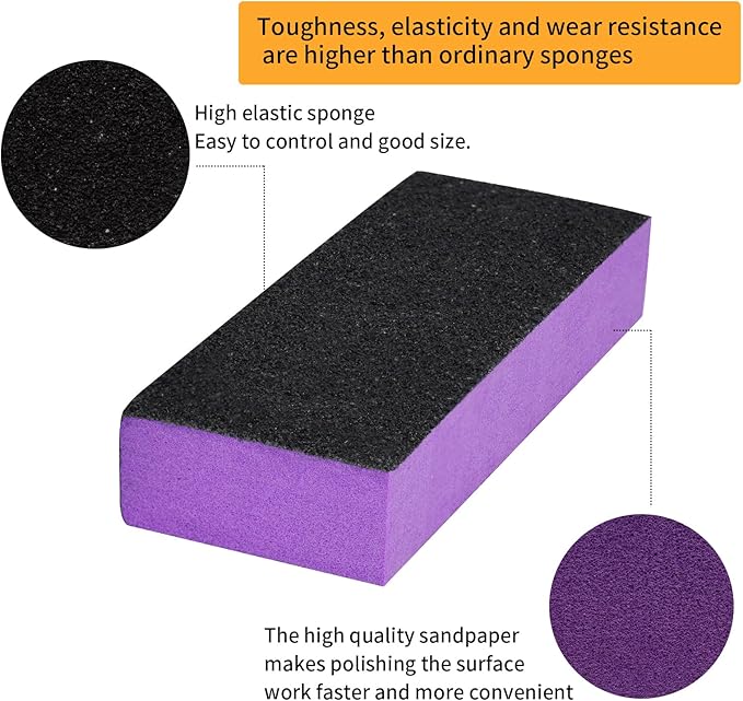 2 Pack Buffer Block, Professional Manicure Tools Kits, 100/180 Grit, Black Nail Pedicure File and Sanding Buffing Grinding Plisher File