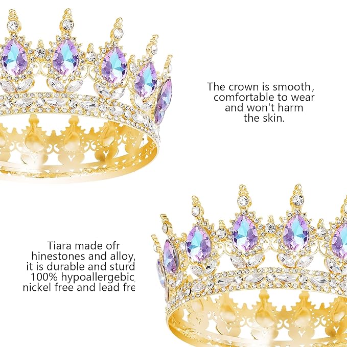 YOUlDIANZI Queen Crown Rhinestone Wedding Crowns and Tiaras for Women Costume Party Hair Accessories Princess Birthday Crown Crystal Bridal Crowns