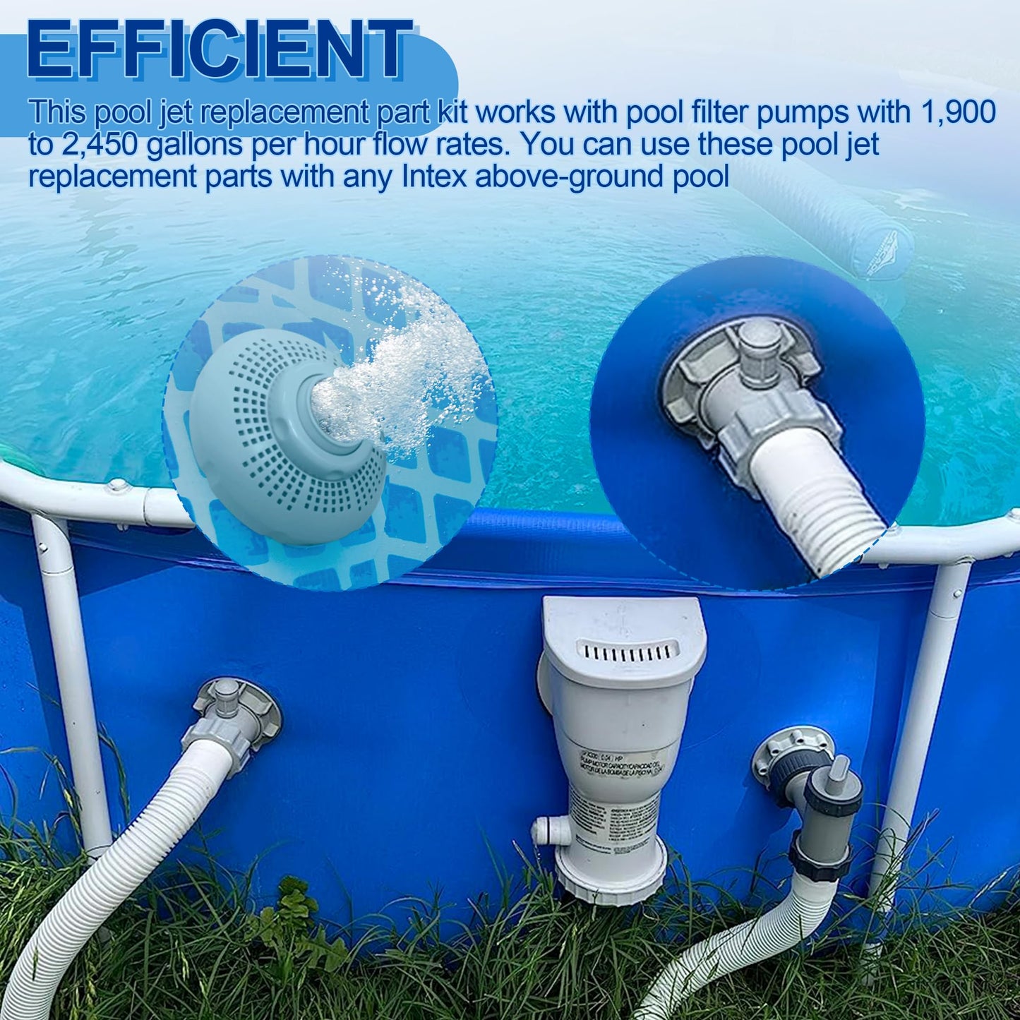 12355 Large Inlet Air Nozzle Compatible with Intex 1900-2450gph Pumps, Pool Inlet Air Nozzle for Intex 18' and Larger Pools, Strainer Grid Nozzle Kit Replacement Parts - 1 Pack