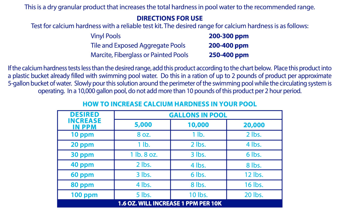 Robelle 8-Pounds Premium Pool Calcium Up, Calcium Hardness Increaser