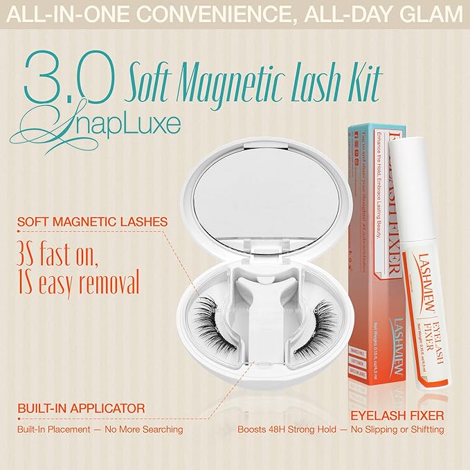 LASHVIEW Upgrade Magnetic Eyelashes with Applicator Soft Magnetic Eyelashes Natural Look Reusable No Glue Needed Easy to Wear and Remove (YT24)