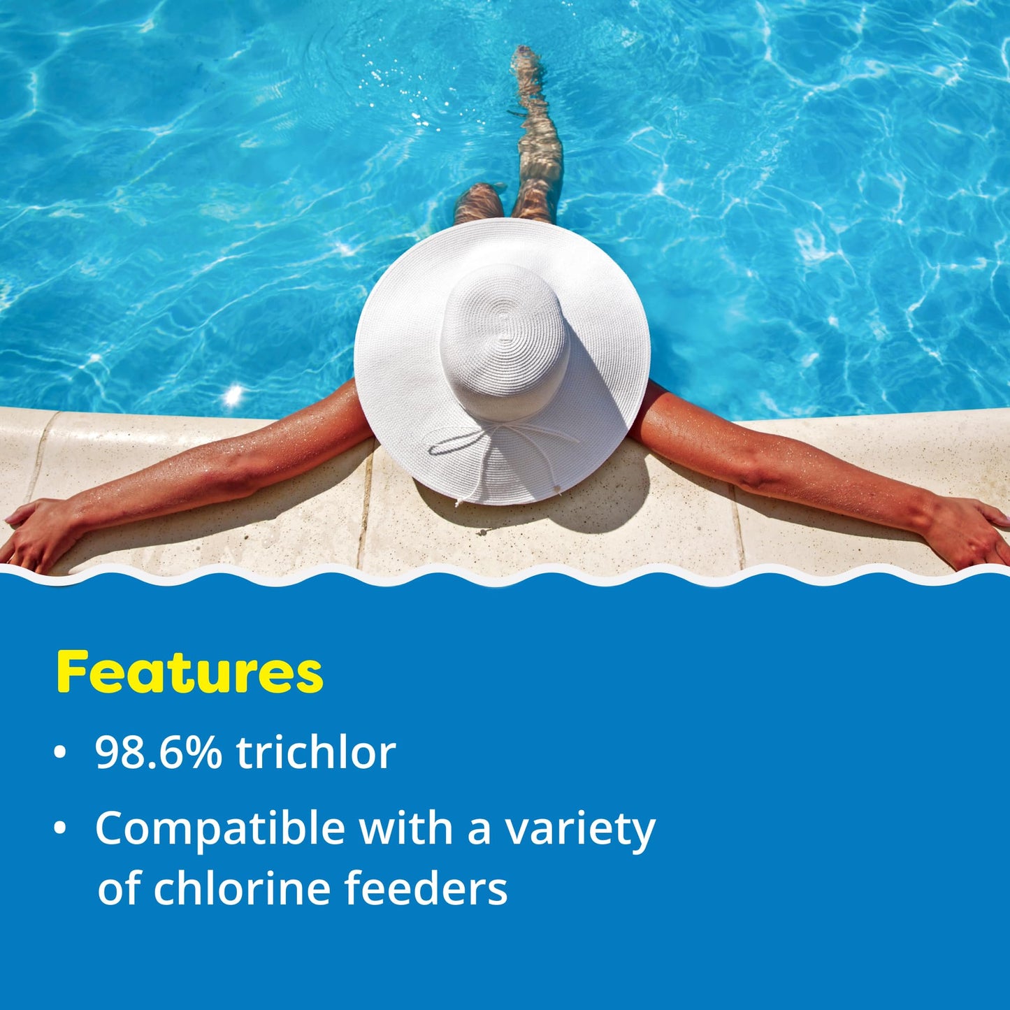 In The Swim 1 Inch Stabilized Chlorine Tablets for Sanitizing Swimming Pools - Fast Dissolving - 90% Available Chlorine - Tri-Chlor - 10 Pounds
