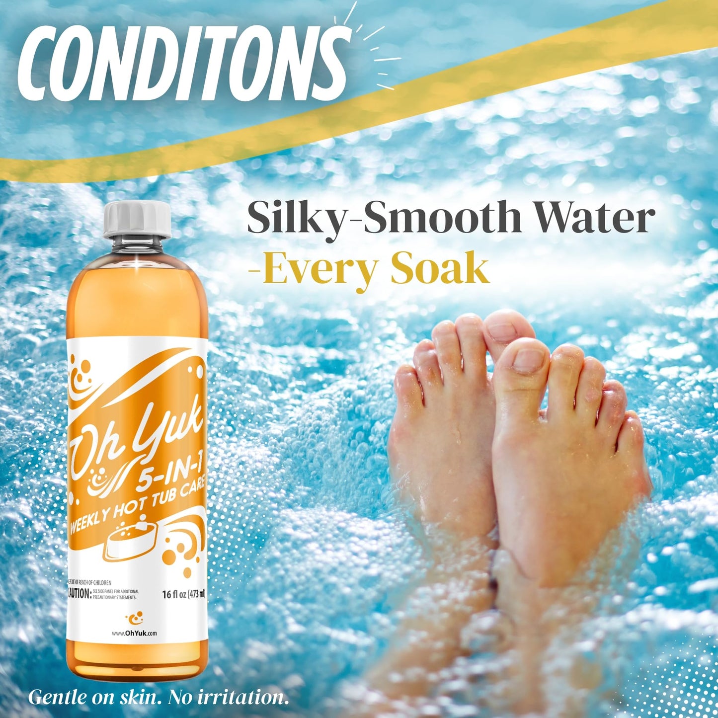 Oh Yuk 5-in-1 Weekly Hot Tub Care – All-in-One Spa Cleaner, Clarifier, Conditioner – Helps Control pH Balance & Combats Buildup – Hot Tub Chemicals for All Types Including Inflatable & Portable –16oz