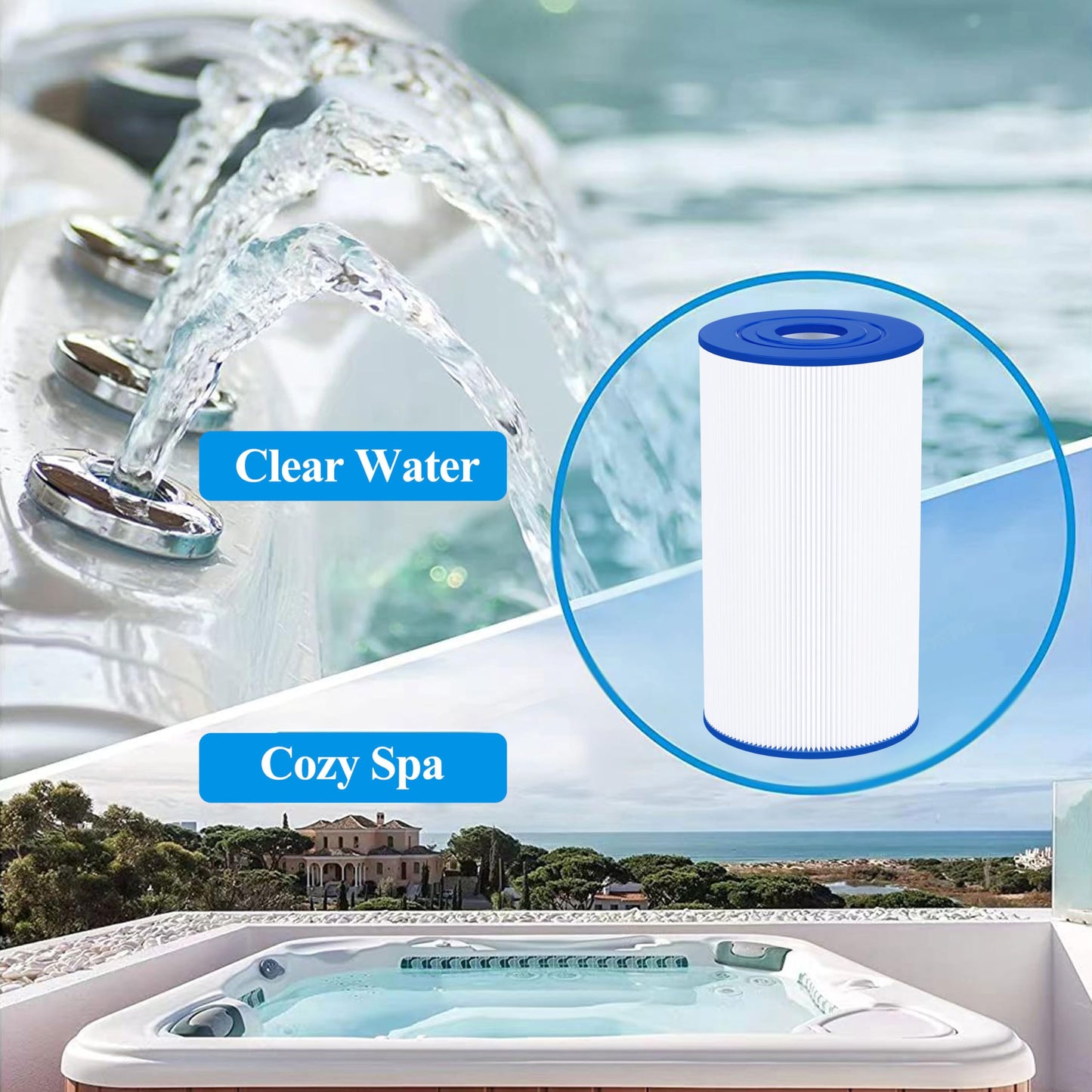 Cryspool® 06016 Filter Compatible with PWK30, C-6430, Watkins 31489, FC-3915, P/N0969601, 71825, 73178, 73250, 30 Sq. Ft Spa Filter Cartridge, 3 Pack