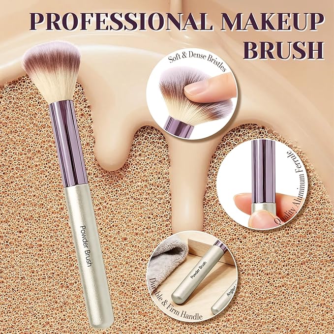 SOYOK Makeup Brush Set, Premium Synthetic Makeup Brushes with 2 Puffs, 8 Pcs Make up Brushes for Powder Concealers Eye Shadows Blush, Brush Kit with Gift Box for Beginners Professional Travel (Sliver)
