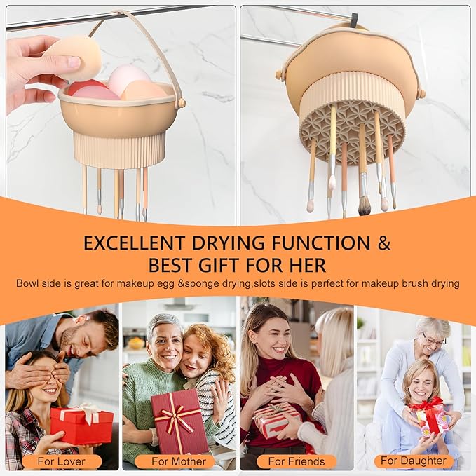 senbowe 3 in 1 Makeup Brush Cleaner Mat, Silicone Makeup Brush Cleaner Bowl Cosmetic Brushes Cleaning Pad Tool Organizer for Storage and Air Drying, Make Up Brush Washing Tool for Sponge