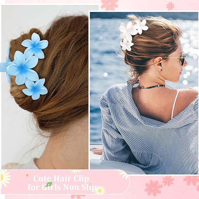 Ondder 4 Pcs Big Flower Hair Clips for Women - Large Matte Claw Clips for Thick Hair, Non-Slip Strong Hold Jaw Clips - Hair Accessories for Women and Girls