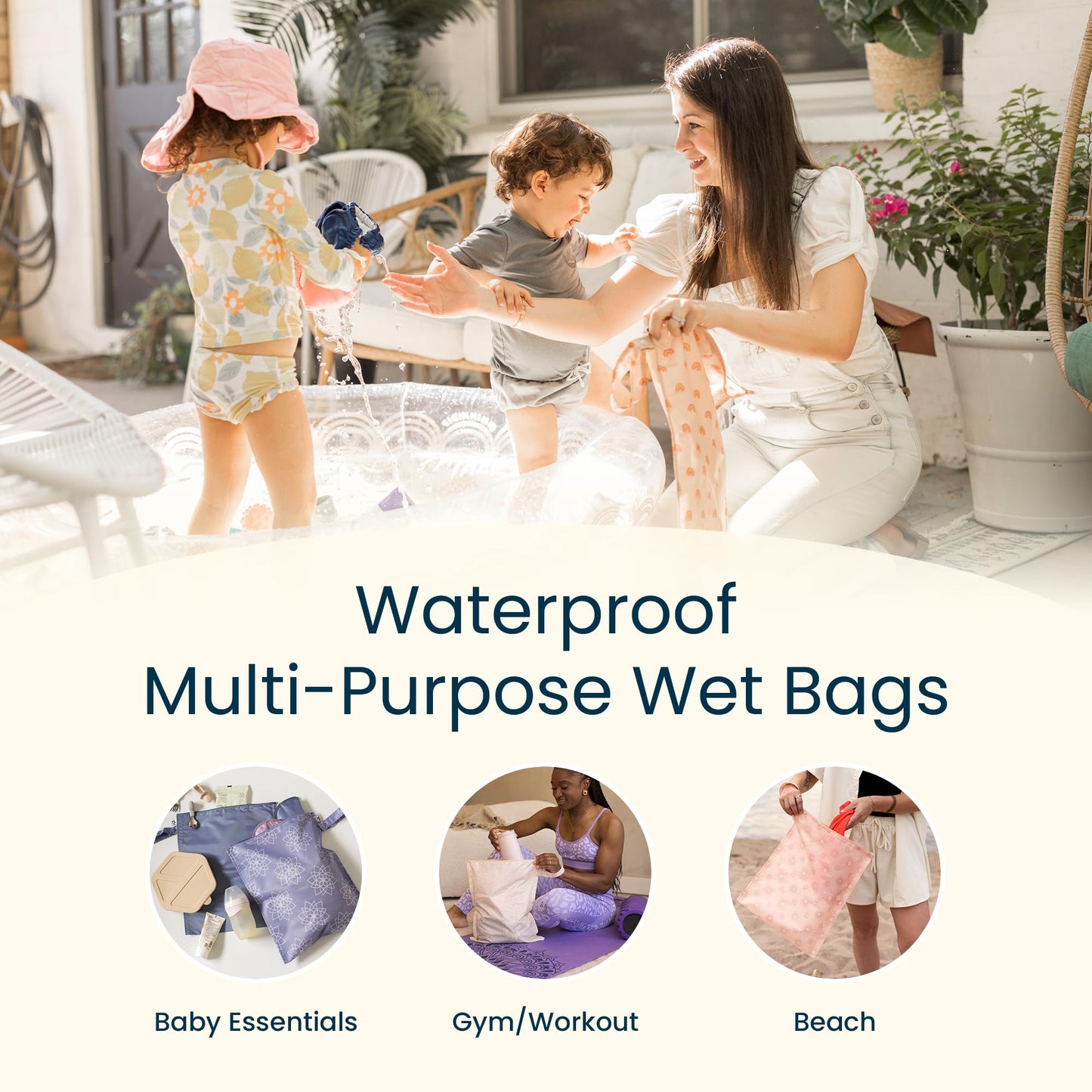 Tiny Twinkle Mess Proof Wet Bags | 2-Pack Reusable Waterproof Wet Bags for Swimsuits | Baby Clothes | Travel & Diaper Bag (Black, Green Checkers)