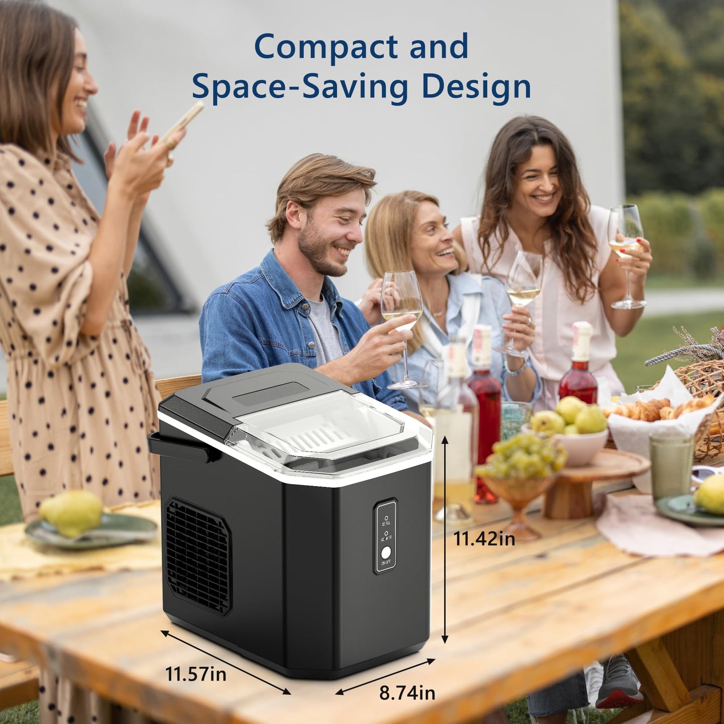 ICEVIVAL Countertop Ice Makers -26 lbs/24H, 9 Cubes Ready in 8Mins, Self-Cleaning Countertop Ice Maker with Handle, Portable Ice Machine with Ice Scoop&Basket, Perfect for Home/Kitchen/Office(Black)