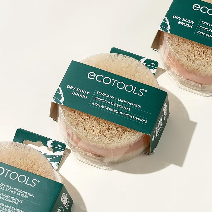 EcoTools Dry Body Brush, Cruelty-Free Bristles Exfoliate & Smooth Skin, Dry Brushing Removes Flaky Skin, May Help Improve Circulation & Tone, Eco-Friendly Skincare Tool, Vegan & Cruelty-Free, 1 Count