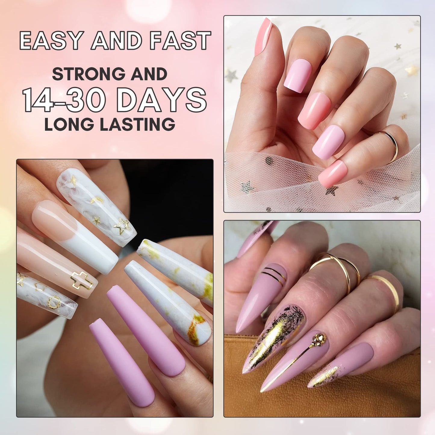 Makartt 40 Pcs Strong Nail Glue for Press on Nails, Fast Dry Quick Adhesive for Fake Nails and Acrylic Tips, Clear Professional Glue on Nails for Broken Nail Repair Salon Manicure Home DIY, Hema-Free