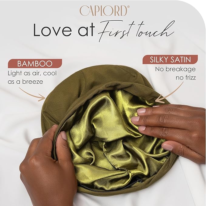 CAPLORD Satin Bonnet for Sleeping, Curly Hair Wrap Sleep for Men, Adjustable Silk Beanies for Women, Silk Hair Bonnet