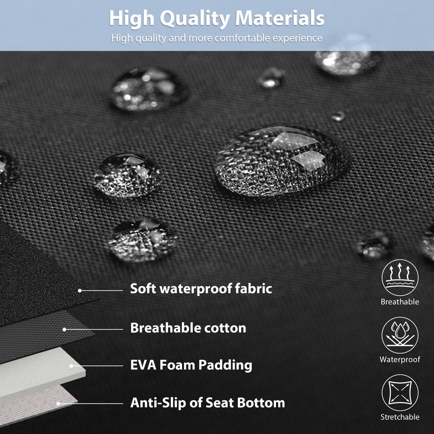 CAR PASS Waterproof Car Seat Covers Full Sets, Universal Fit Seat Covers for Cars, EVA Neoprene Seat Cover Set Full Sets, Interior Covers for Auto SUV,Vans,sedans, Trucks,(Black and Gray)