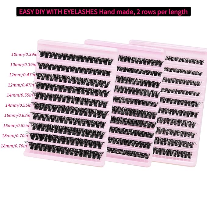 Lash Clusters Kit for Beginners Eyelash Clusters Kit Cluster Eyelash Extensions Lashes Clusters Kit Lash Extension Kit+Lash Bond&Seal,Remover,Tweezers,Brush(60D+80D+100D Lash Kit)