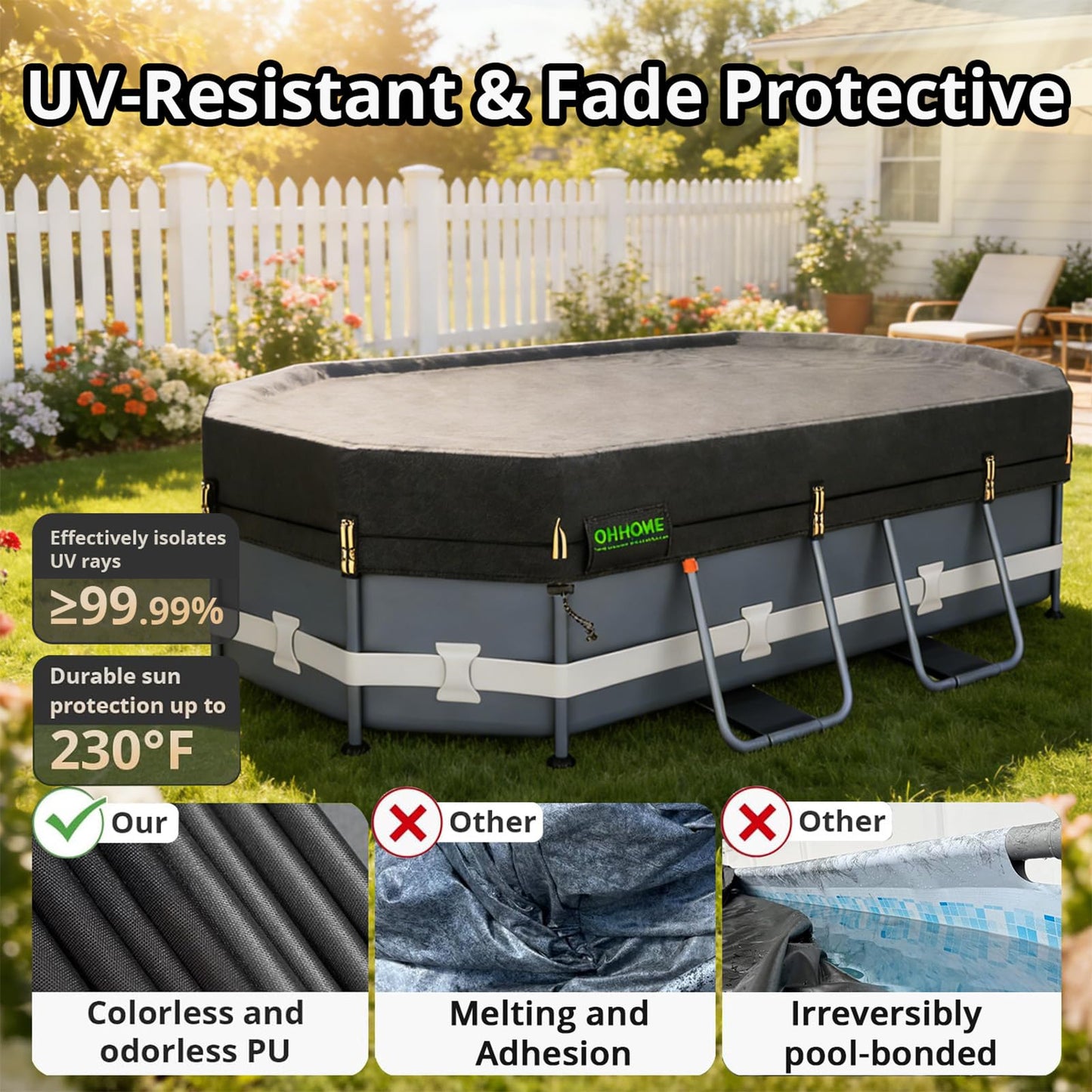 QH.HOME 550D 16x10 Ft Oval Pool Cover [Upgraded Tear Resistant & Quadruple Windpoof] wth Pre-Installed Patented Winch and Rope,Pool Covers for Above Ground Pools Oval-Snug Fit & Waterproof Protection