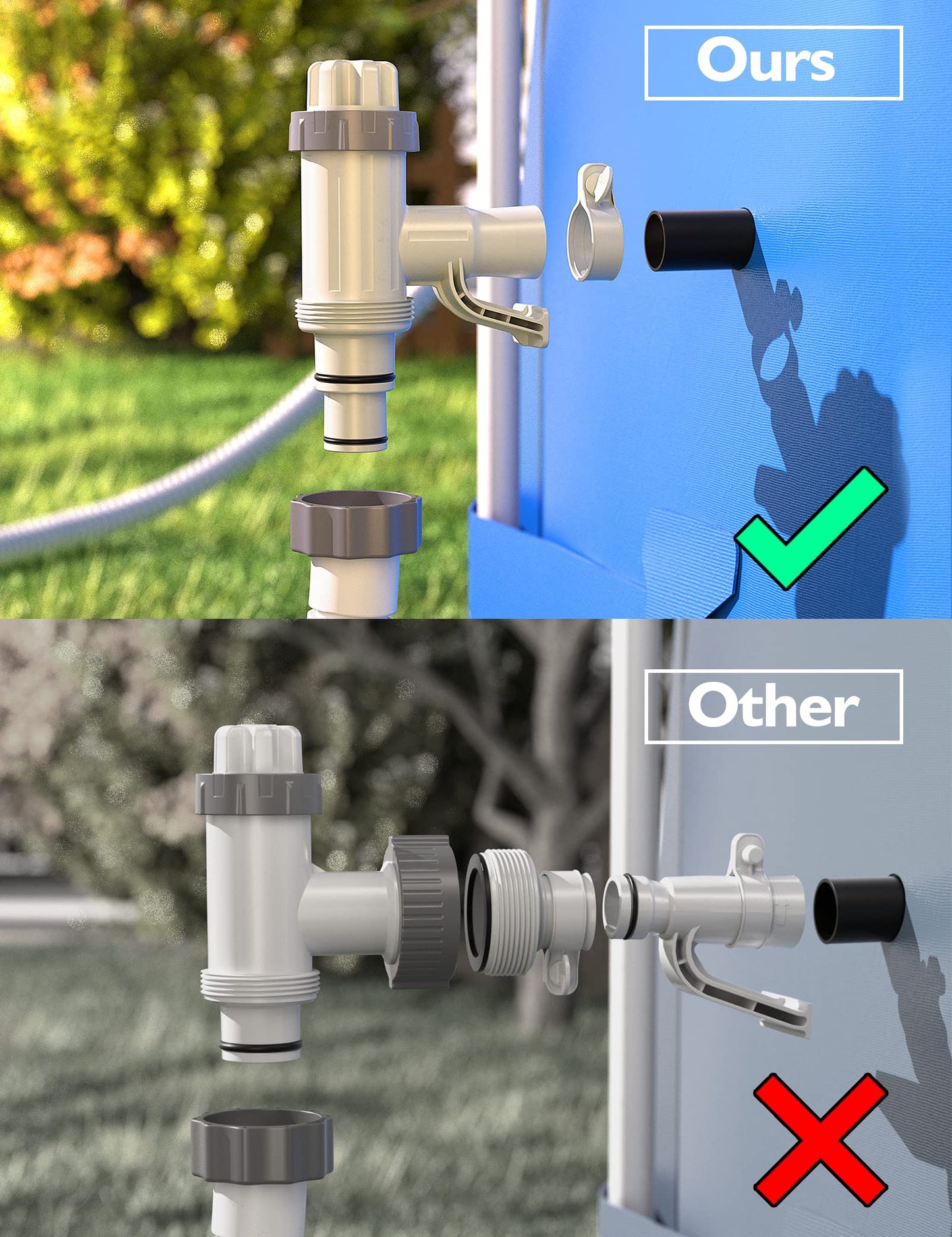 [PATENTED] Deeroll Pool Plunger Valve Plus for Above Ground Pool - 2-in-1 Plunger Valve Replacement Parts, Pool Accessories 1/4 Inch Pool Pipe Holder with Plunger Valve