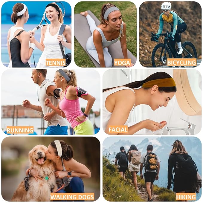 Trendy Elastic Headbands 7PCS - Soft Thick Cotton Cloth for Women's Hair Workout, Yoga, Running Sport