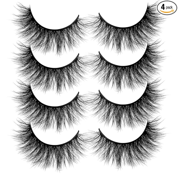 ALICROWN Faux Mink Lashes Pack 3D Volume Natural Thick Volume Wispies Cross False Eyelashes