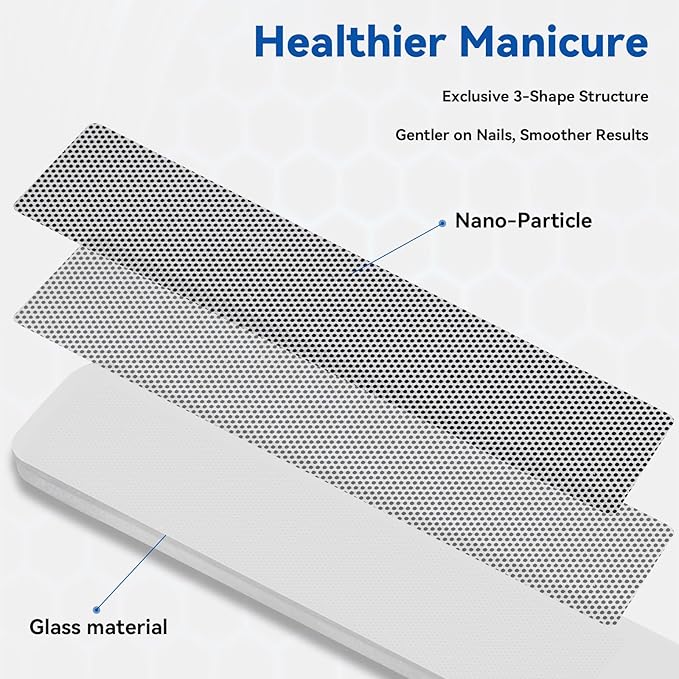 Premium 3-Piece Crystal Glass Nail File Set with Storage Case, Professional Reusable Fingernail Files for Natural Nails, Portable Manicure Pedicure Tools for Home Travel, Perfect Gift for Women