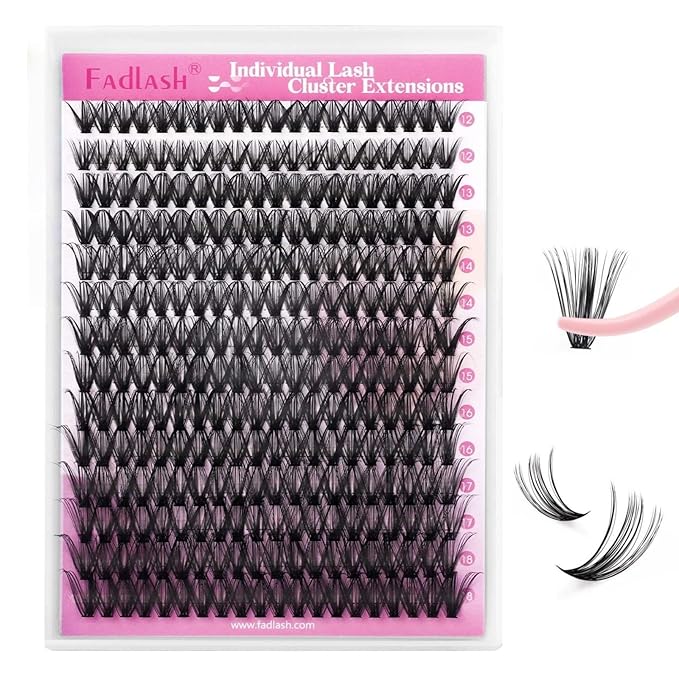 FADLASH Wispy Lash Clusters 280Pcs Individual Natural Eyeslash Cluster 40D Lash Extensions 12-18mm Soft D Curl Fluffy Cluster Eyelash Extension