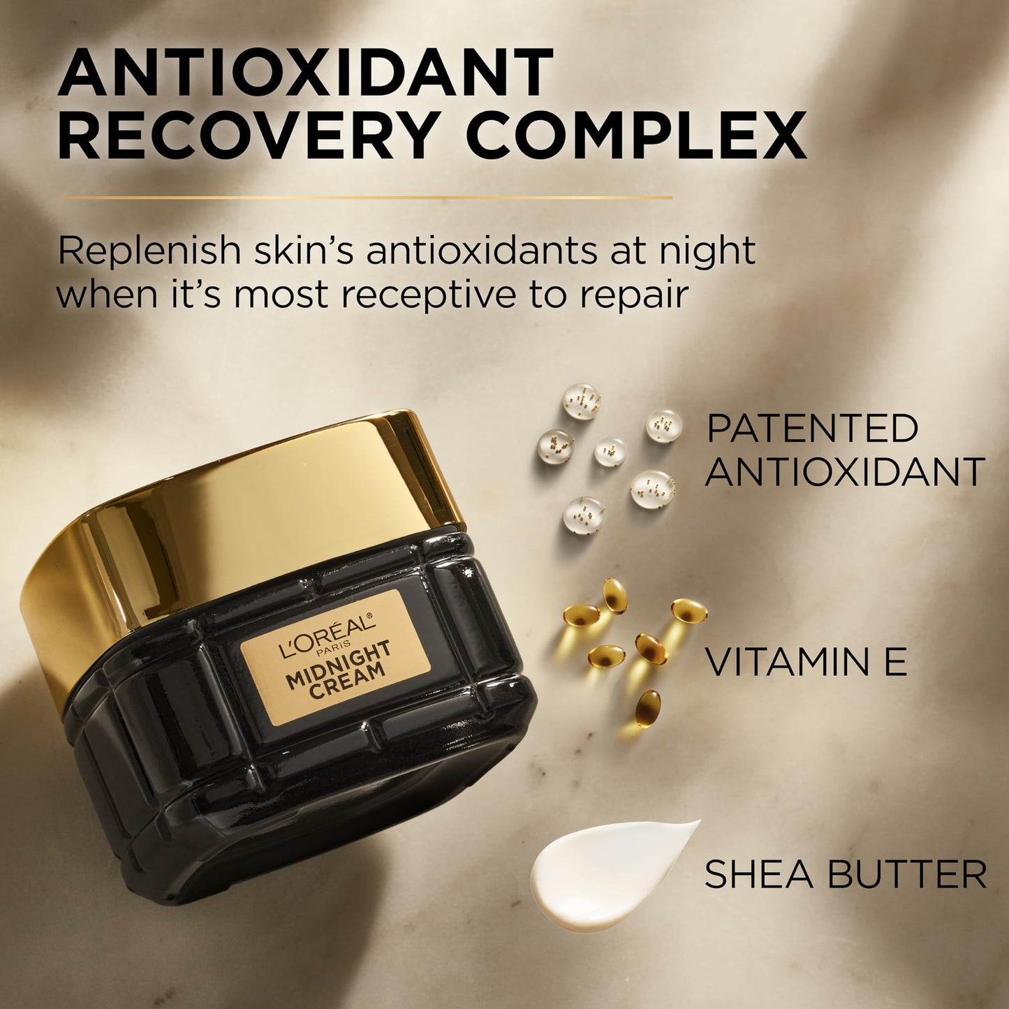 L'Oreal Paris Age Perfect Anti-Aging Midnight Face Cream, Fragrance-Free Face Moisturizer with Antioxidants to Reduce Wrinkles and Firm Skin, 1.7oz + Serum Sample