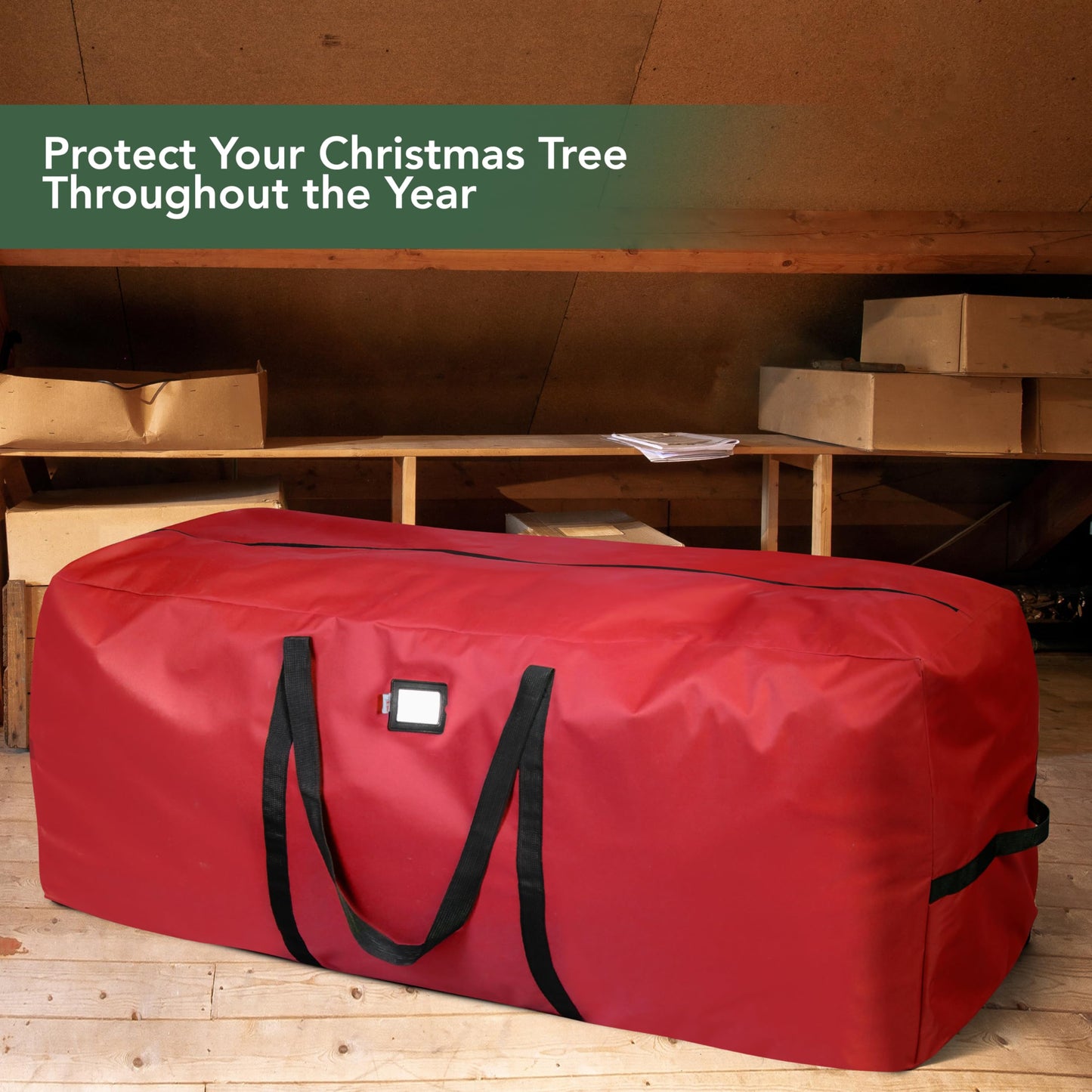 Holiday Cheer Heavy Duty Artificial Christmas Tree Storage Bag Fits Up to 9ft Tall, Waterproof with Durable Handles & Zipper Xmas Tree Storage Bag (RED)