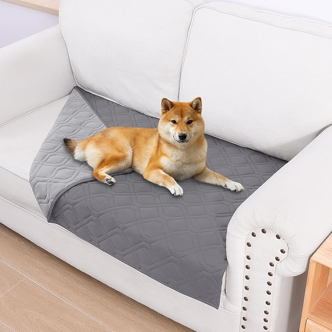 Smiry Reversible Waterproof Couch Covers for Sofa, Washable Dogs Pet Couch Covers for 3 Cushion Sofa Pet Friendly, Water Resistant Furniture Protector Slipcover, Geometric (30"x53", Grey/Light Grey)