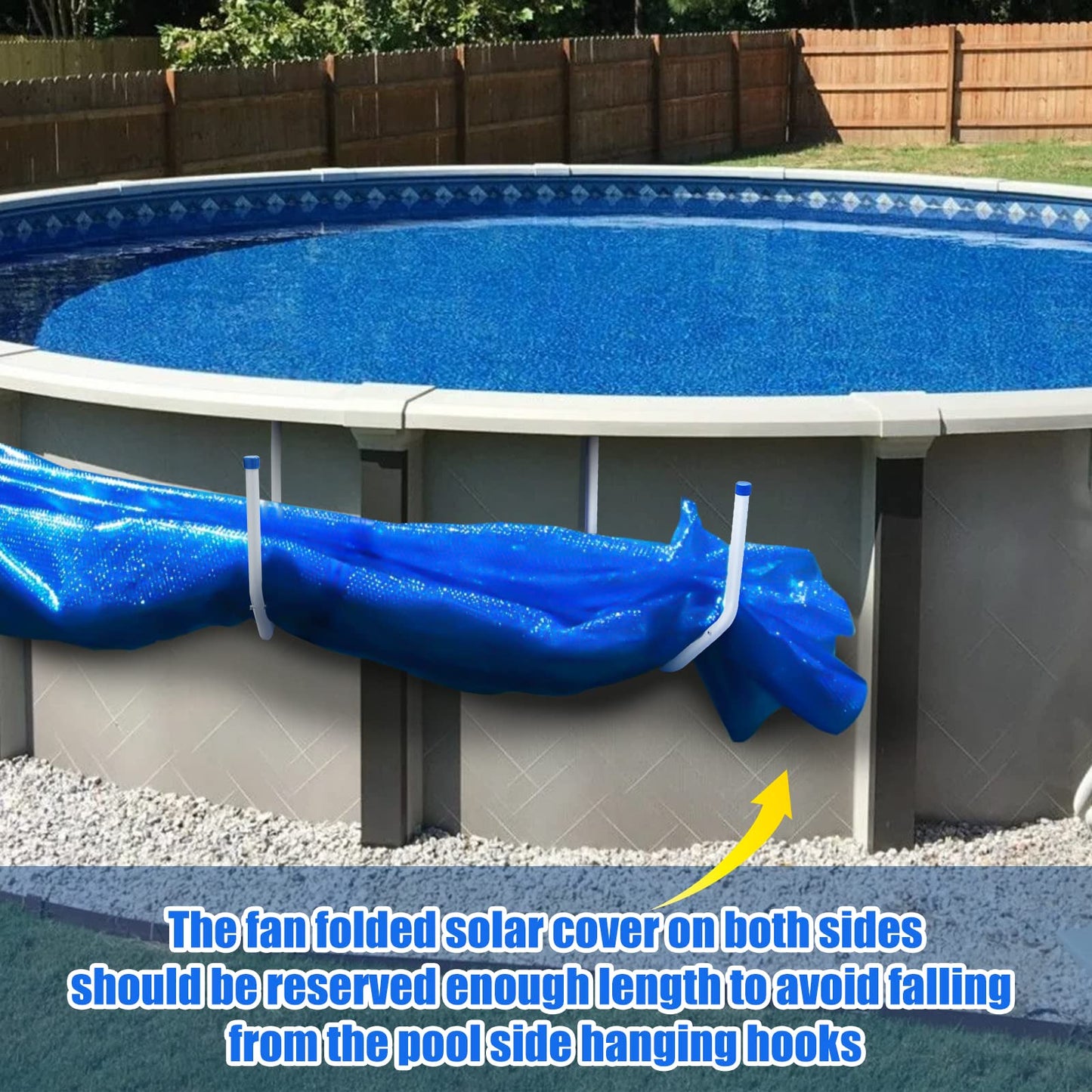 Solar Cover Holder 5-Piece Set | U-Shaped Hooks Keep Solar Cover/Blankets Off The Ground, Strong & Stable Solar Cover Hooks with Bearing Up to 60 Lbs, Fit for Steel-Wall Above-Ground Pools (White)