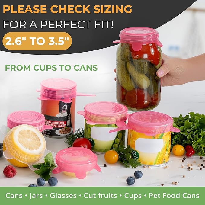 Orblue Silicone Stretch Lids 6-Pack Small for Fresh Food Storage - Seal in Flavors, Keep Food Fresh and Reduce Waste Pink