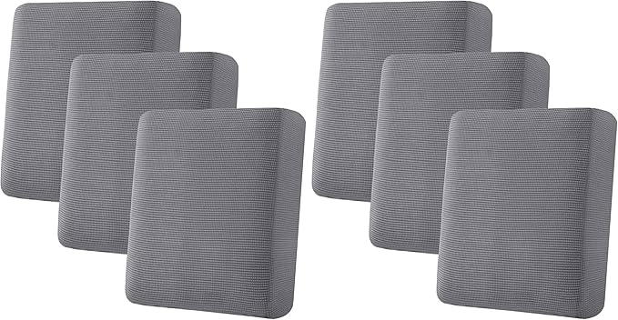 H.VERSAILTEX Super Stretch Individual Seat Cushion Covers Sofa Covers Couch Cushion Cover Slipcover Sets Thick Jacquard Textured Twill Fabric (3 Piece Sofa Cushion Covers, Grey) (Pack of 2)
