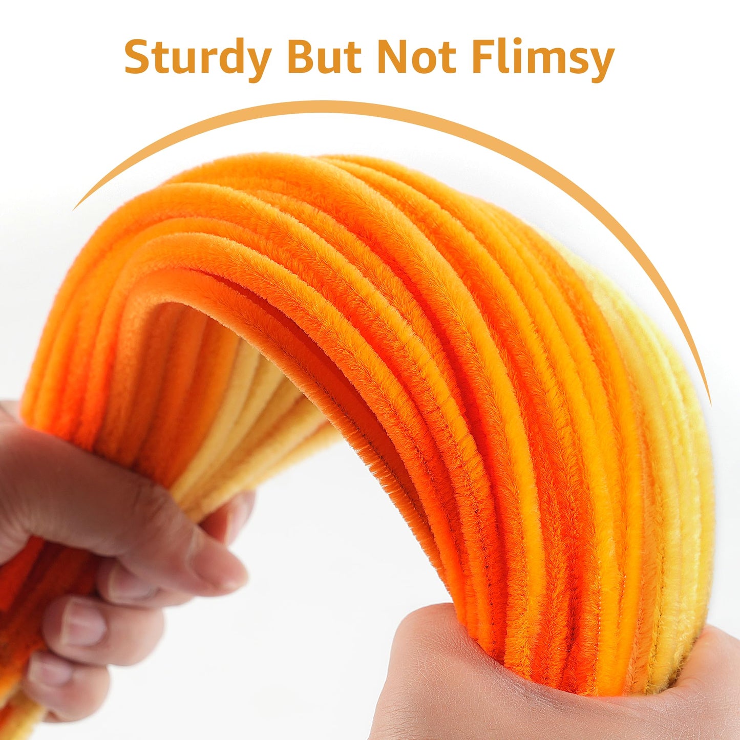 YONOVO 500 Pcs Orange Pipe Cleaners for Crafts Flowers Bulk 8mm Thick 12 inch Long, Yellow Pipecleaners Chenille Stems Fuzzy Sticks Wire Tiges Chenilles for Kids Craft Supplies (Gradient Orange)