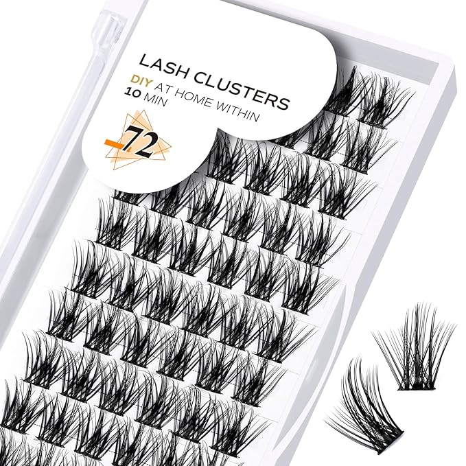 B&Qaugen False Eyelash, B 28, Individual, Curl-C, 14mm, Cruelty Free Vegan, 72 Clusters