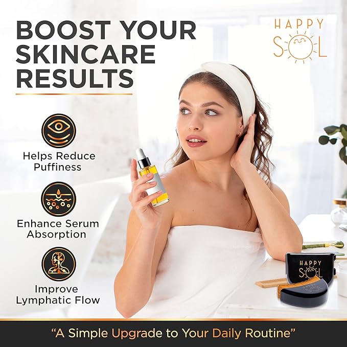 Happy Sol Lymphatic Contour Face Brush for Lymphatic Drainage, Dry Brushing Tool for Puffiness and Glow, Effective Bristles with Ergonomic Handheld Design, Compact Travel Size Cleansing Brush