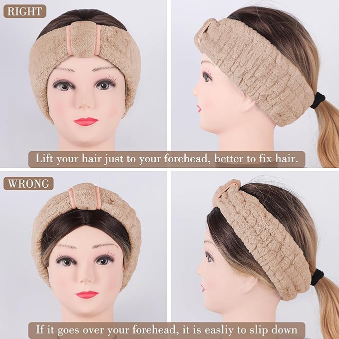 9 Pcs Spa Headband for Washing Face,Skincare Headband and Wristband Set,Women Teen Girls Facial Hairbands for Washing Face, Makeup, Sports, Yoga (apricot + pink + grey)