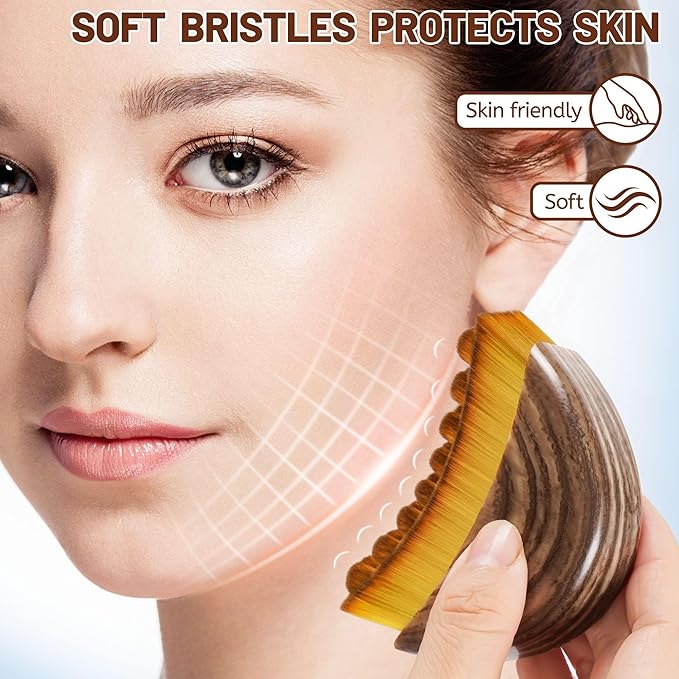 Lymphatic Contour Face Brush,Lymphatic Drainage Massager for Sculpting,Soft & Gentle Bristles Suitable for All Skin Types,Portable Ergonomic Gua Sha Brush with Travel Case
