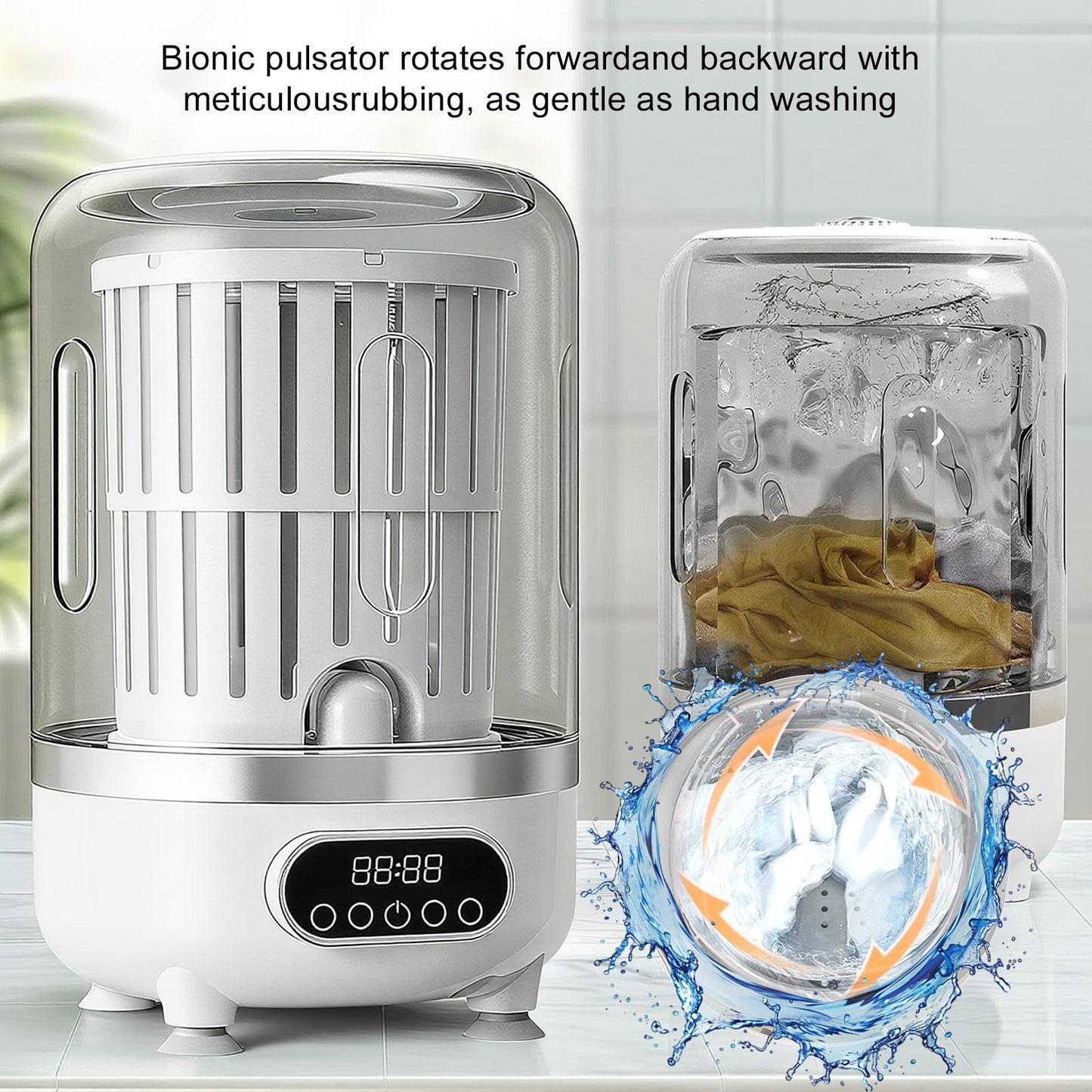 3L Portable Washing Machine,3 In 1 Portable Washer And Dryer Underwear Washing Machine,Mini Lavadora Portatil for Home, Apartment, Hotel, Camping & Travel(3L capacity)