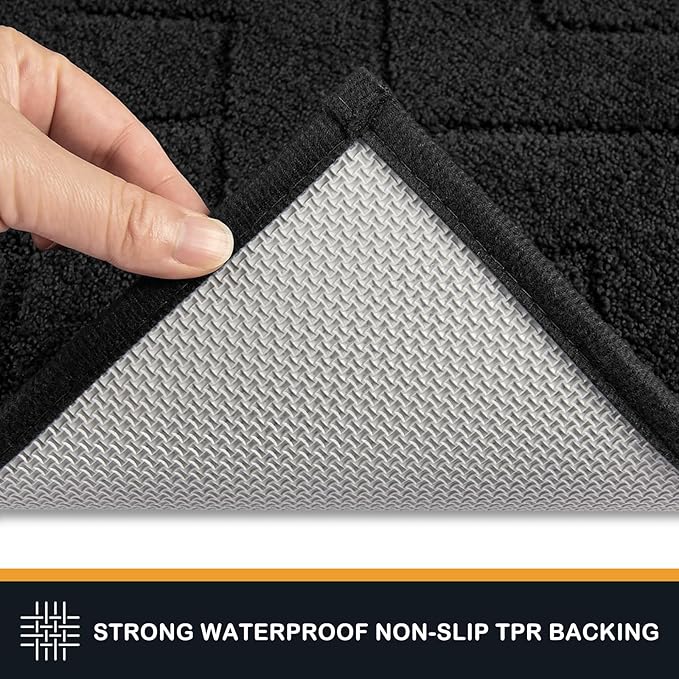 PURRUGS Dirt Trapping Door Mat 32" x 70", Non-Slip Machine Washable Entry Rug, Dog Doormat, Indoor Front Door Mat, Super Absorbent Entryway Rug for Muddy Shoes & Paws, Black