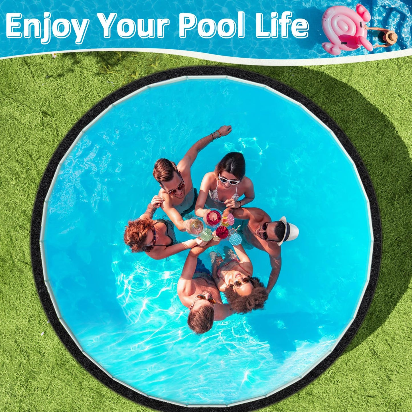 Niuyhe 18ft Pool Mats for Floor, 260G/M² Thicke Geotextile Material Pool Ground Pad, Precut Round Pool Liner Pad for Above Ground Bottom Protects and Extends The Life of Your Swimming Pool
