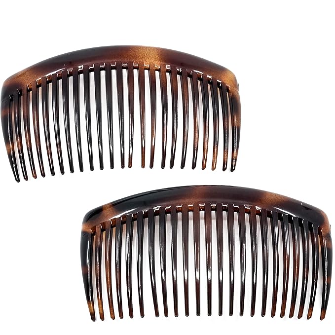 Camila Paris AD66/2 French Side Comb Large Curved Tortoiseshell Hair Combs for Women Fine Hair, 4 Inch Strong Hold Comb for Women Bun Chignon Up-Do Styling Girls Hairstyle Accessories, Made in France