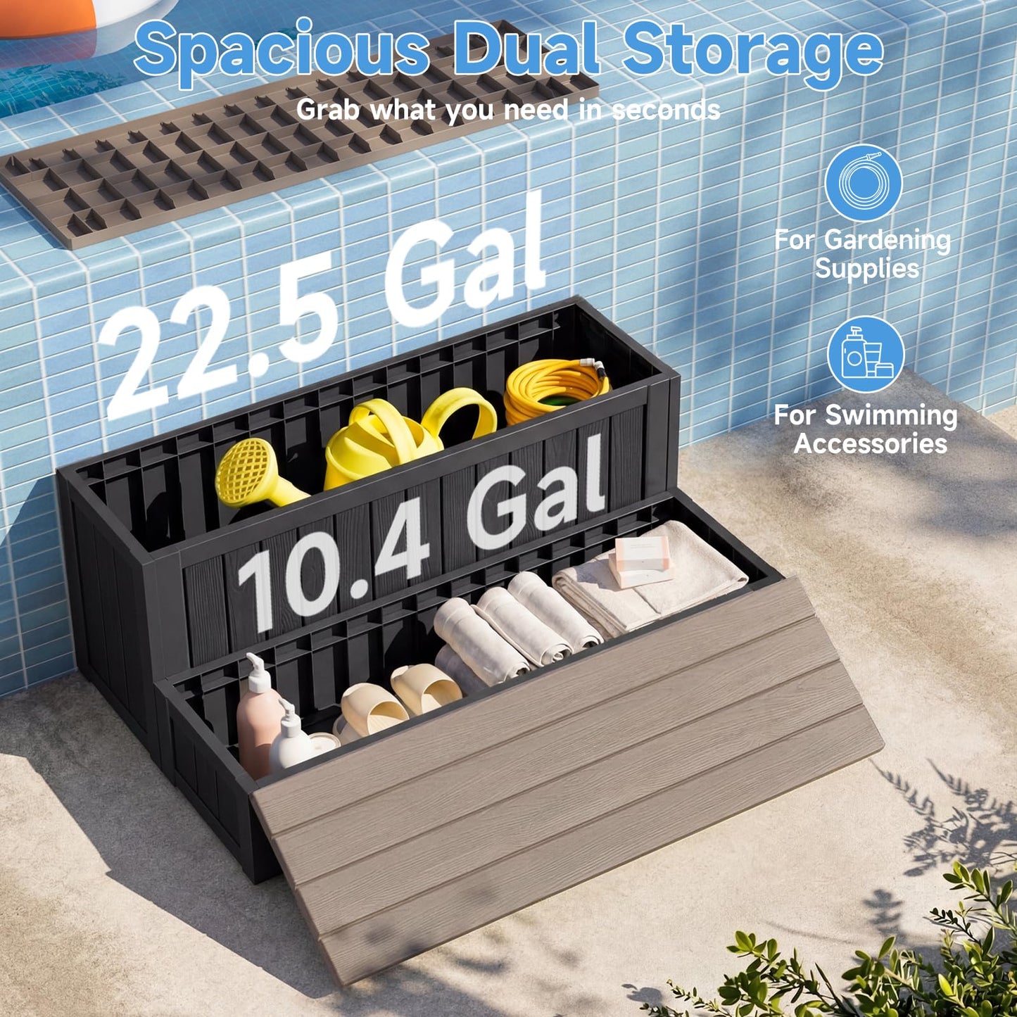 36.6” Hot Tub Steps with Storage, 780 lbs Load Capacity Heavy Duty Outdoor Spa Steps with No-Screw Snap Assembly, Non-Slip Universal Hot Tub Stairs for Spa, Pool, Patio, RV, Porch & Indoor Use, Coffee