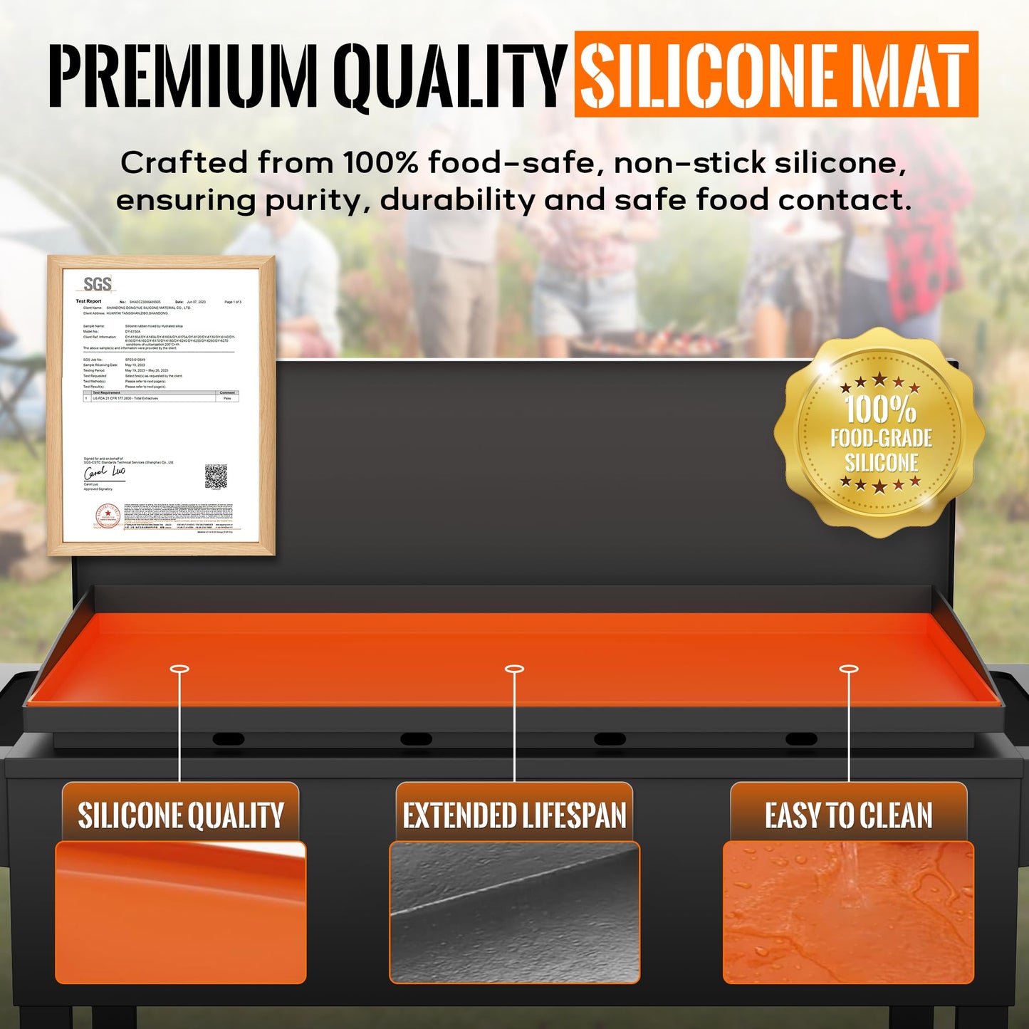 22” Silicone Griddle Mat for Blackstone - Heavy-Duty Food-Grade Griddle Cover & Full Surface Protection, Waterproof, Rust & Dust-Proof, Essential Blackstone Griddle Accessories for Outdoor BBQ