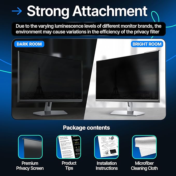 Universal Acrylic 20, 20.2, 21.5, 21.6, 22 Inch Computer Privacy Screen Filter for Widescreen Computer Monitors - 19.4" x 12.6"(492 x 319mm) - Monitor Frame Hanging Type