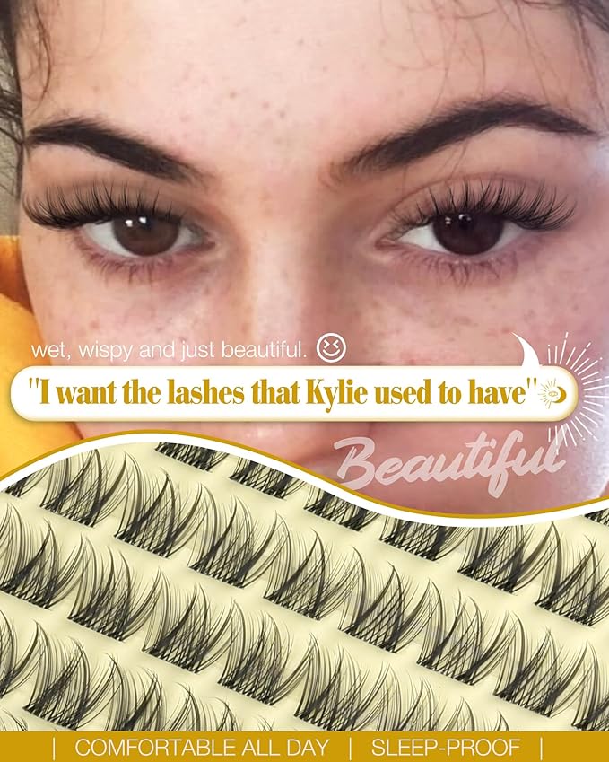Short Lash Clusters Kit 8-12MM Natural Eyelash Clusters Wispy Cluster Lash Extensions Kit Clear Band Cluster Eyelash Extensions with Bond and Seal (C Curve, 132PCS)