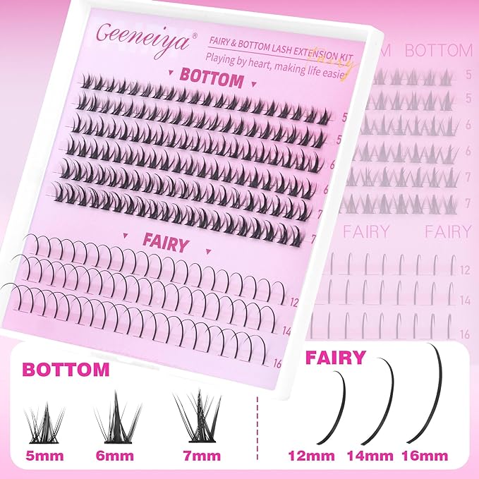 Geeneiya Fairy and Bottom Lash Clusters, Stack with Venus/Flora/Mermaid Eyelash Clusters, Wispy Cluster Eyelash Extension Effect DIY at Home, Waterproof Lashes (Not Kit)