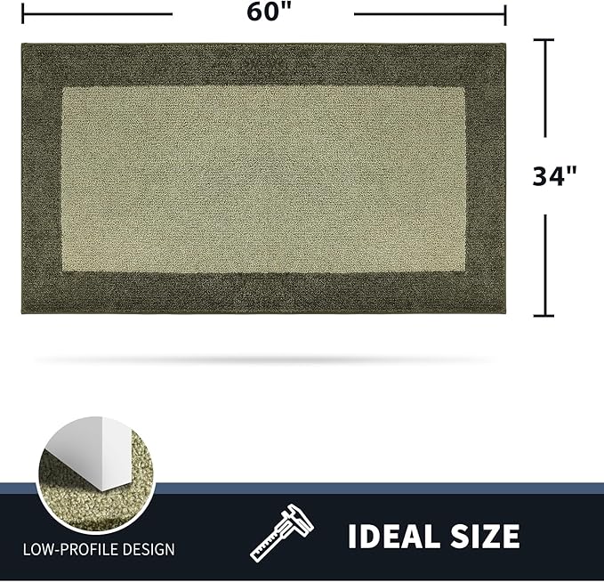 PURRUGS Dirt Trapping Door Mat 34" x 60", Non-Slip Washable Entry Mat, Dog Doormat, Front Door Mat, Super Absorbent Entrance Mat for Muddy Shoes & Paws, Budding Green & Sage Green