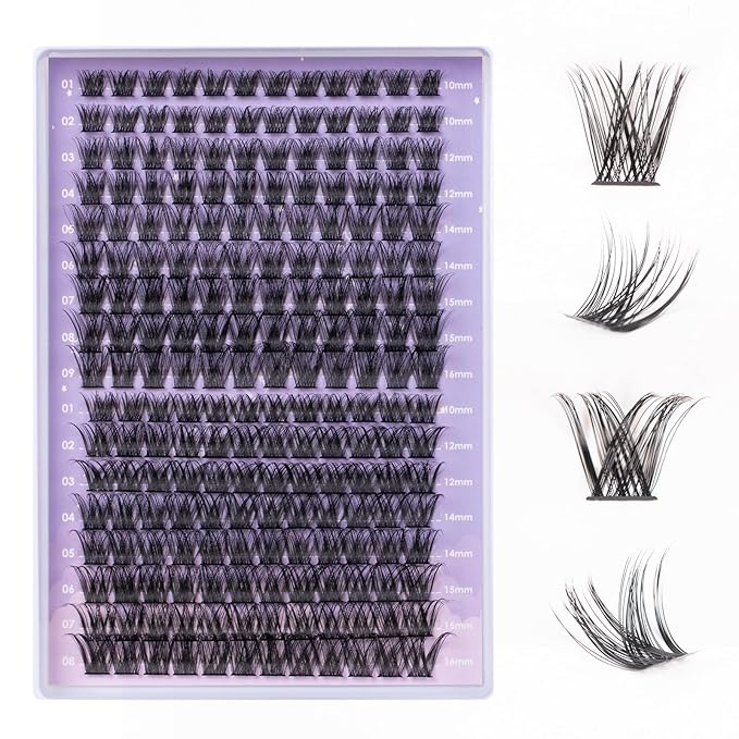OCEAN PEARL Lash Clusters 204pcs 10-16mm Mix Length Individual Lashes Volume Eyelash Extensions Eyelash Clusters Thin Band Eyelashes Soft Natural Look Cluster Lashes DIY Lash Extensions-D01/17